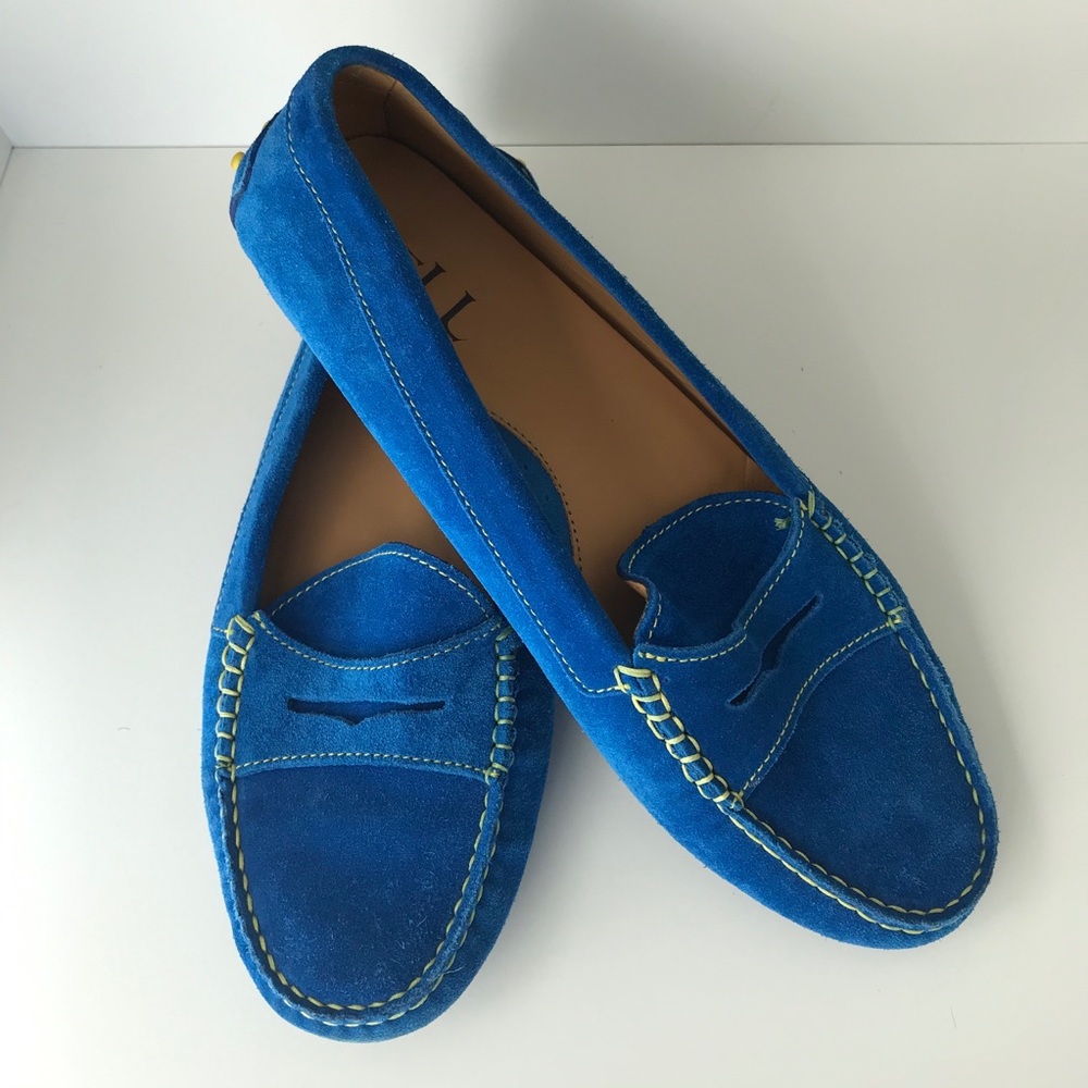 Spell hand-made blue suede driving loafers size 39